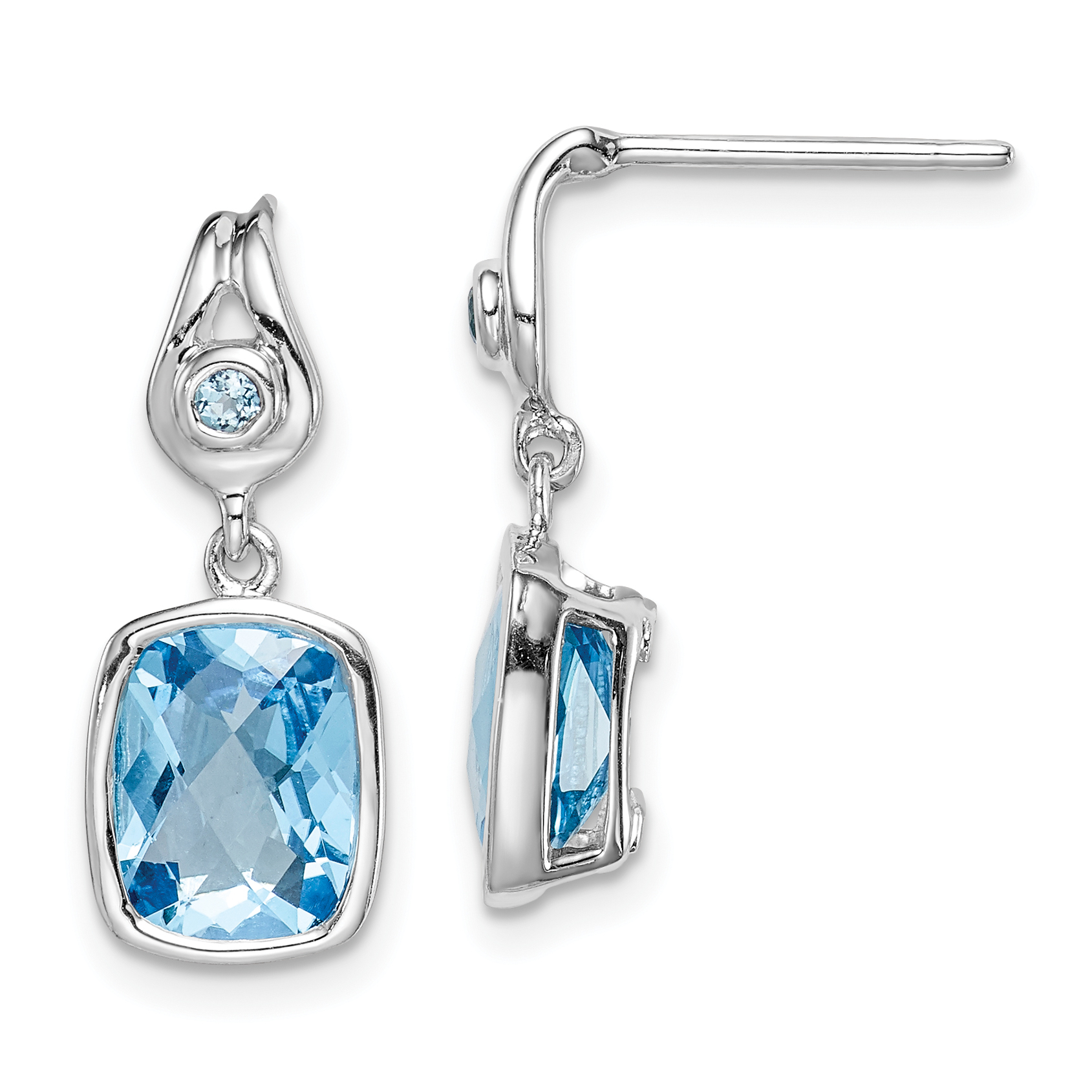 FB Jewels Solid Sterling Silver Rhodium Light Swiss Blue Topaz & Diamond Post Earrings FB Jewels Solid Sterling Silver Rhodium Light Swiss Blue Topaz & Diamond Post Earrings